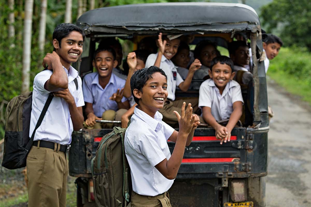 Kids on their way to school in Diglipur on the Andaman Islands.
