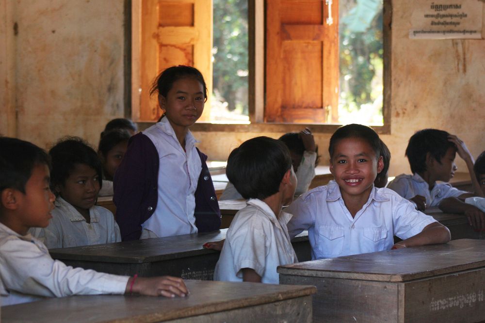 Cambodian school uniforms.