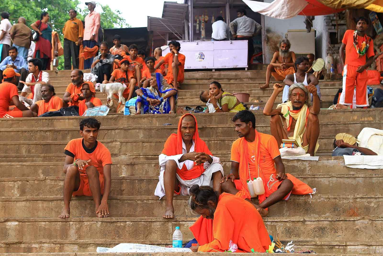 The Ghats in Varanasi are always full with people, bathing, washing or praying.