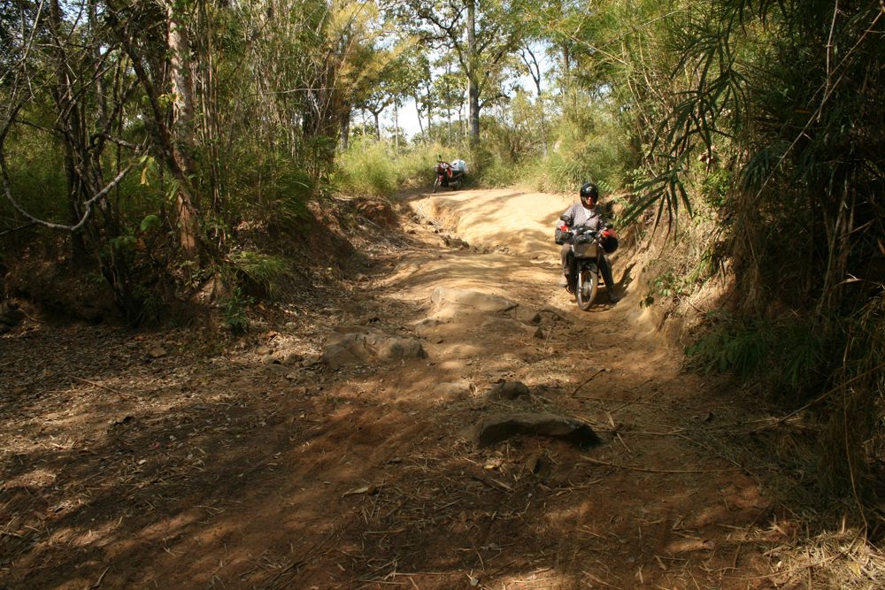 Andrea on her way down the "death highway" in the North of Cambodia.