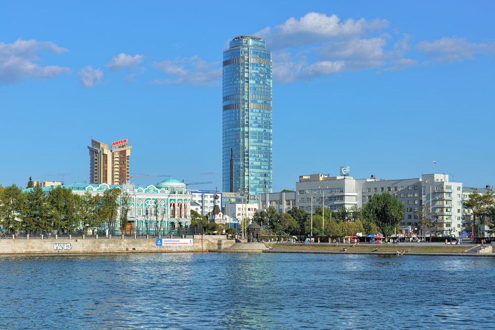 A modern skyscraper in the center of Yekaterinburg